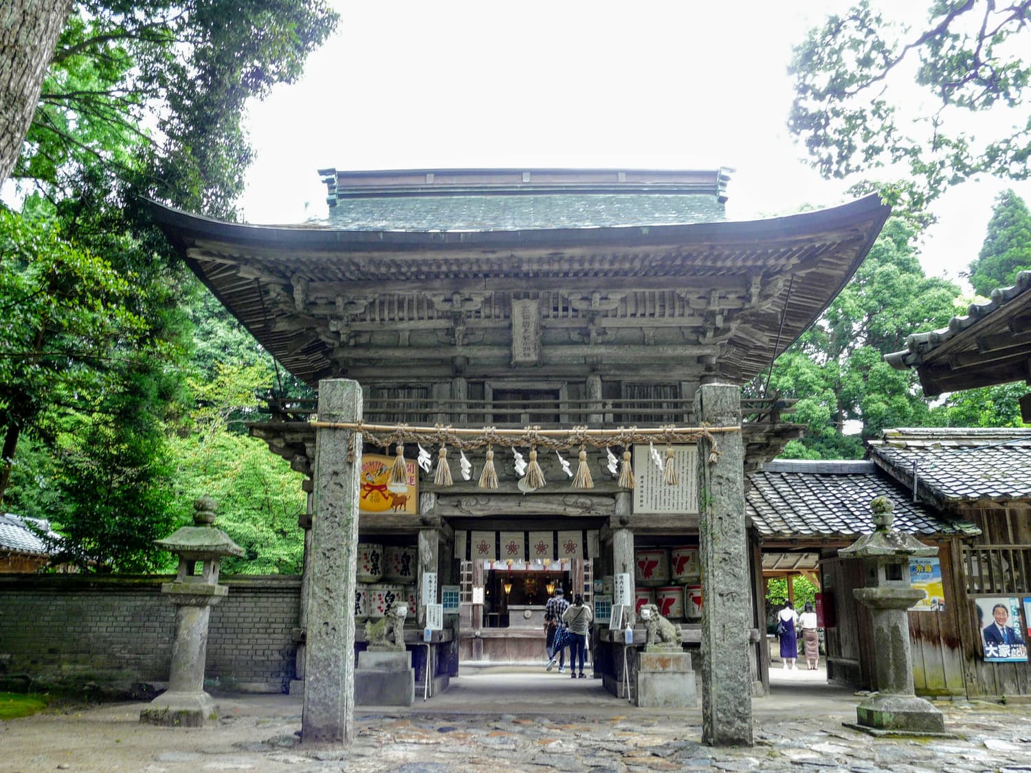 The two-storey wooden gate of Sakurai Shrine in Itoshima