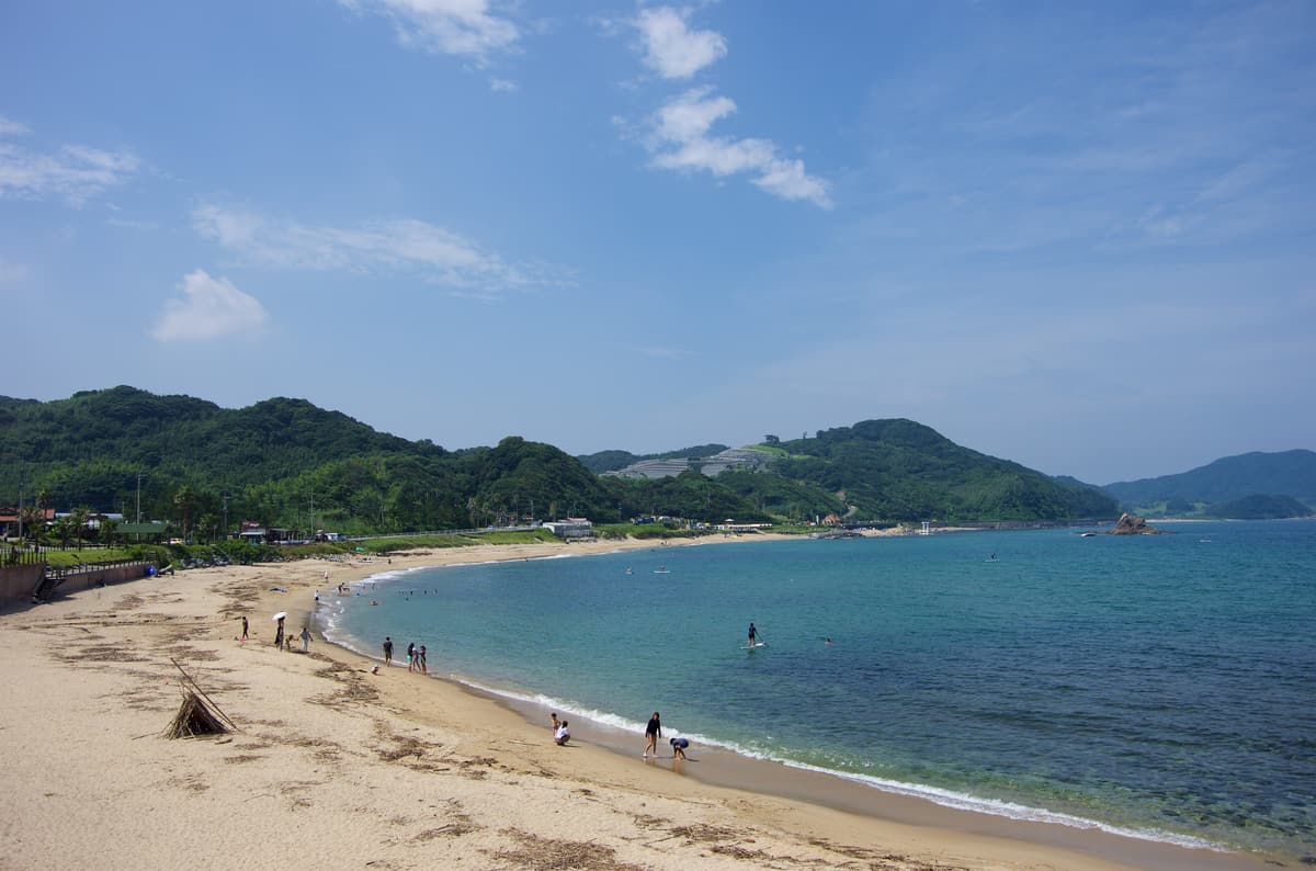 Futamigaura beach in Itoshima on a clear summer day